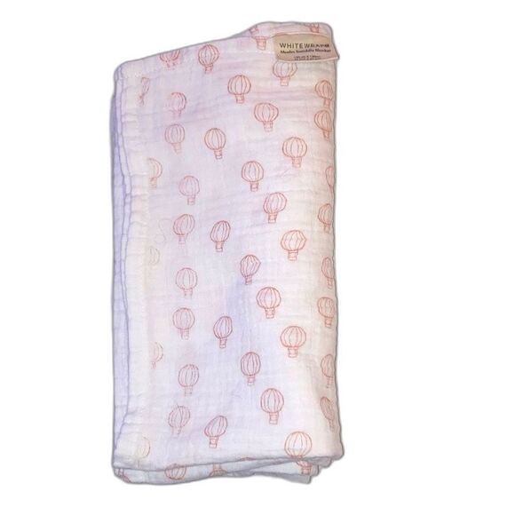 WHITEWRAP Muslin Swaddle Blanket Soft Cotton Little Orange Air Balloons 47 in - Picture 2 of 6